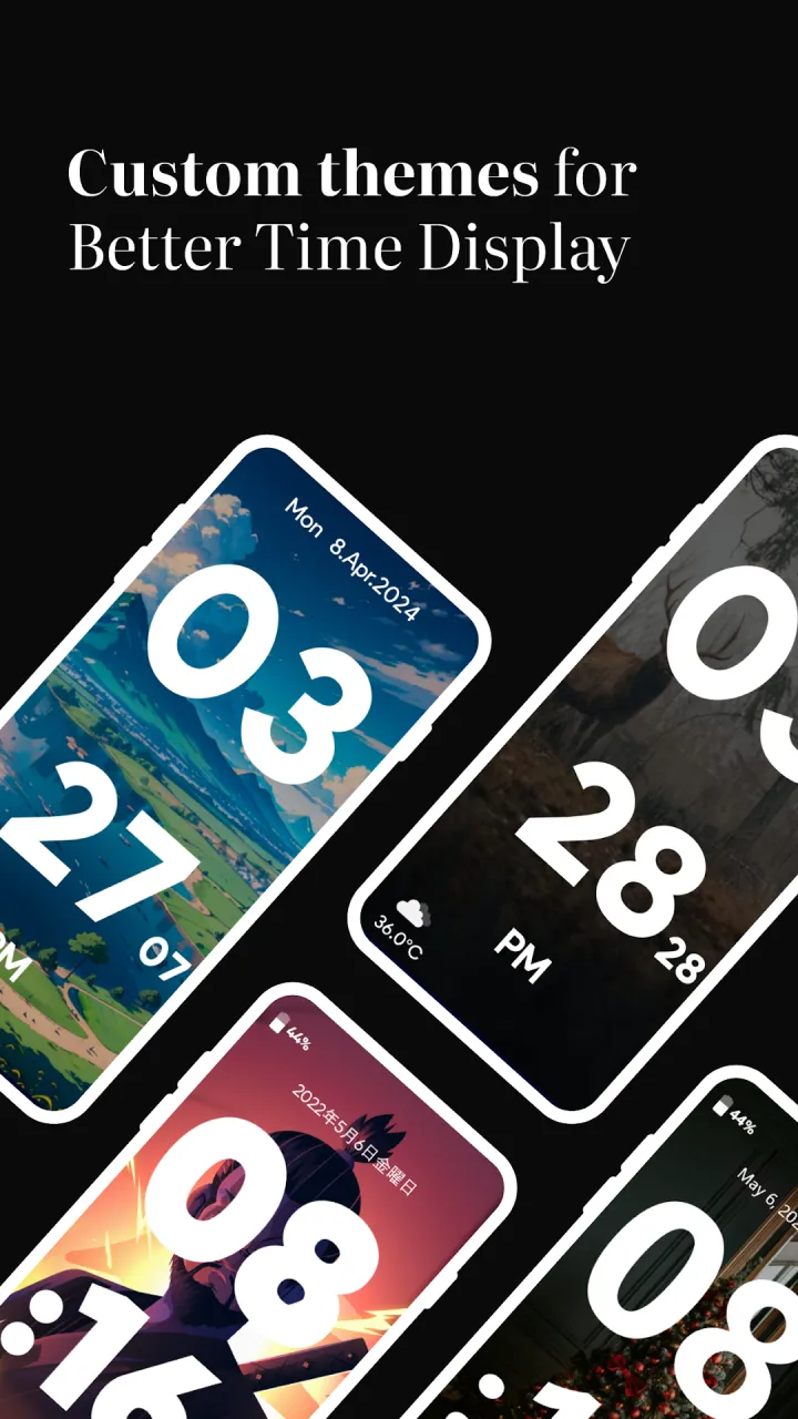 Clock display with a customised colour theme